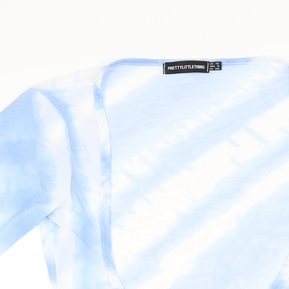 PRETTYLITTLETHING Womens Blue Tie Dye Polyester Cover Up Size 12