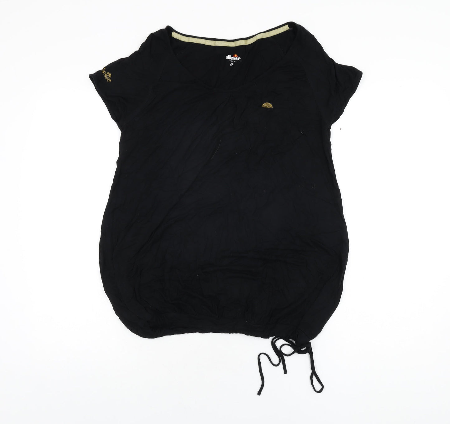 ellesse Womens Black Viscose Basic T-Shirt Size L Scoop Neck