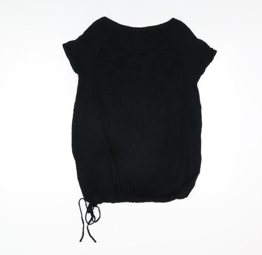 ellesse Womens Black Viscose Basic T-Shirt Size L Scoop Neck