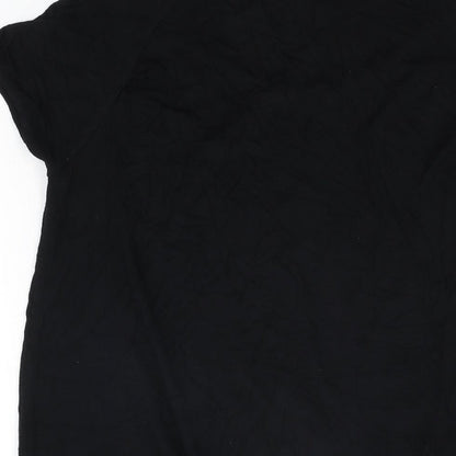 ellesse Womens Black Viscose Basic T-Shirt Size L Scoop Neck