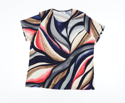 Womens UK Size 16 Anne Smith Multicoloured Basic T-Shirt