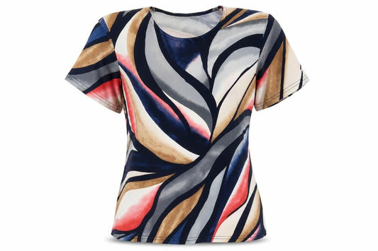 Womens UK Size 16 Anne Smith Multicoloured Basic T-Shirt