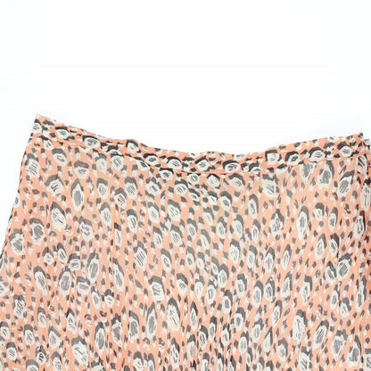 Marks and Spencer Womens Pink Geometric Polyester Swing Skirt Size 10 Zip