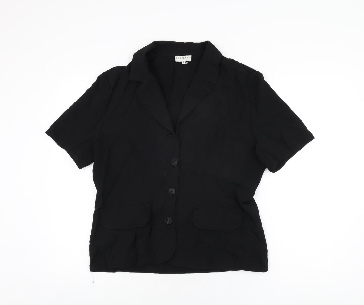 Womens UK Size 16 Lakeland Black Basic Button-Up
