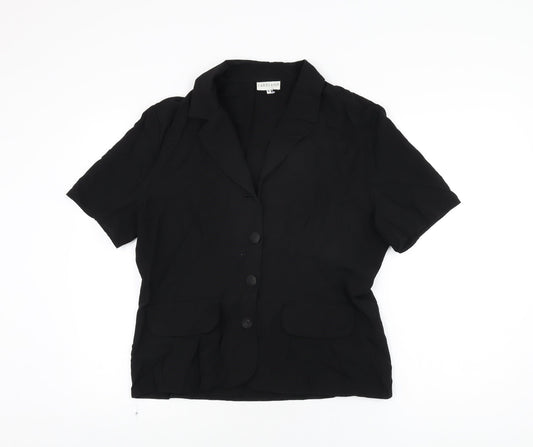 Lakeland Womens Black Viscose Basic Button-Up Size 16 V-Neck