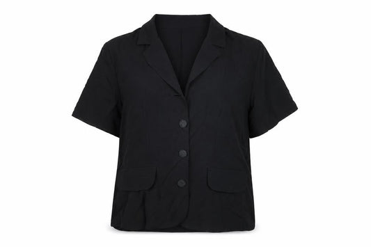 Womens UK Size 16 Lakeland Black Basic Button-Up