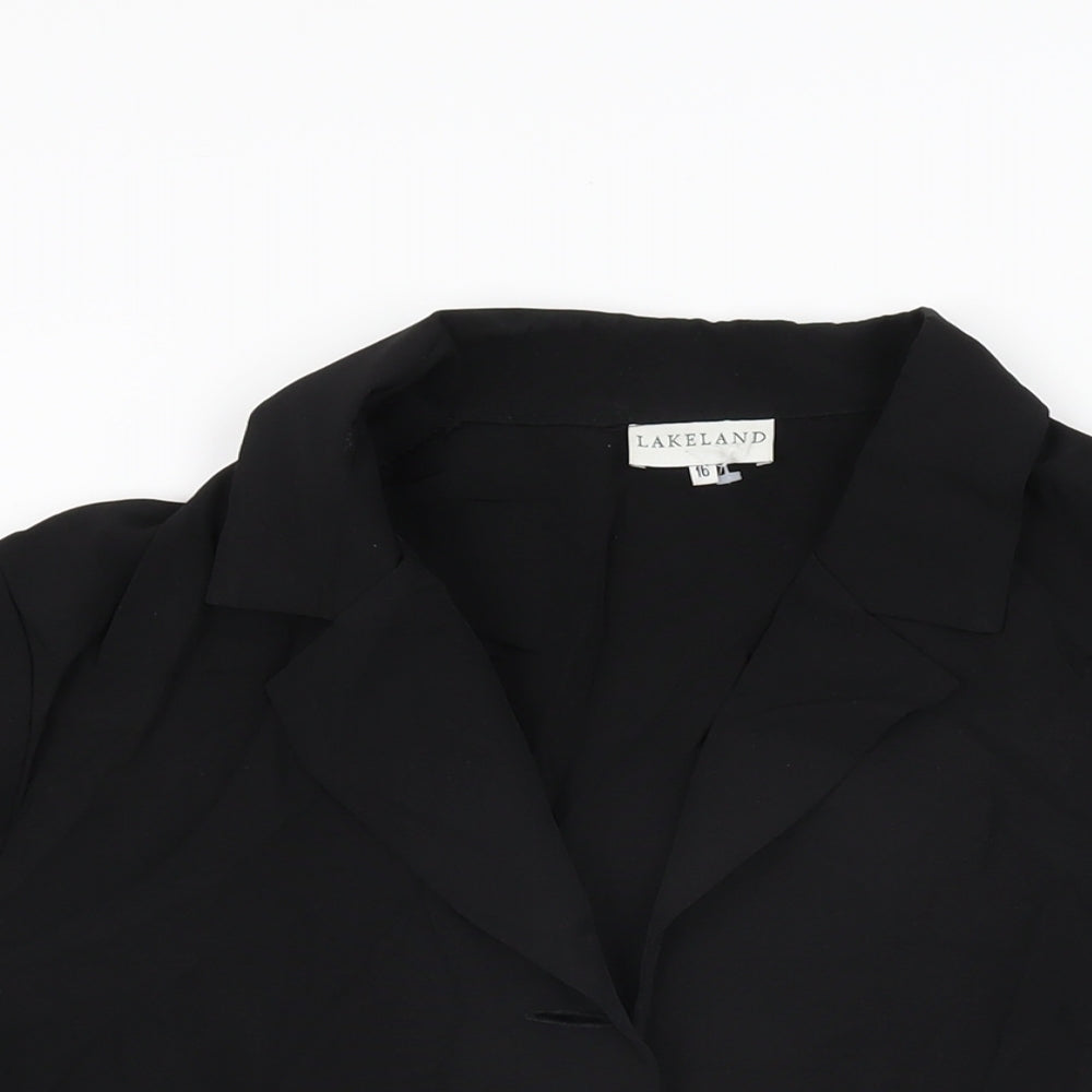Womens UK Size 16 Lakeland Black Basic Button-Up