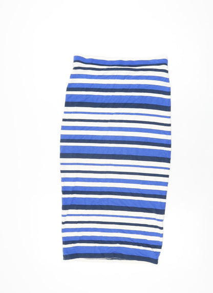 NEXT Womens Blue Striped Viscose Straight & Pencil Skirt Size 8