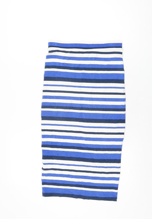 NEXT Womens Blue Striped Viscose Straight & Pencil Skirt Size 8