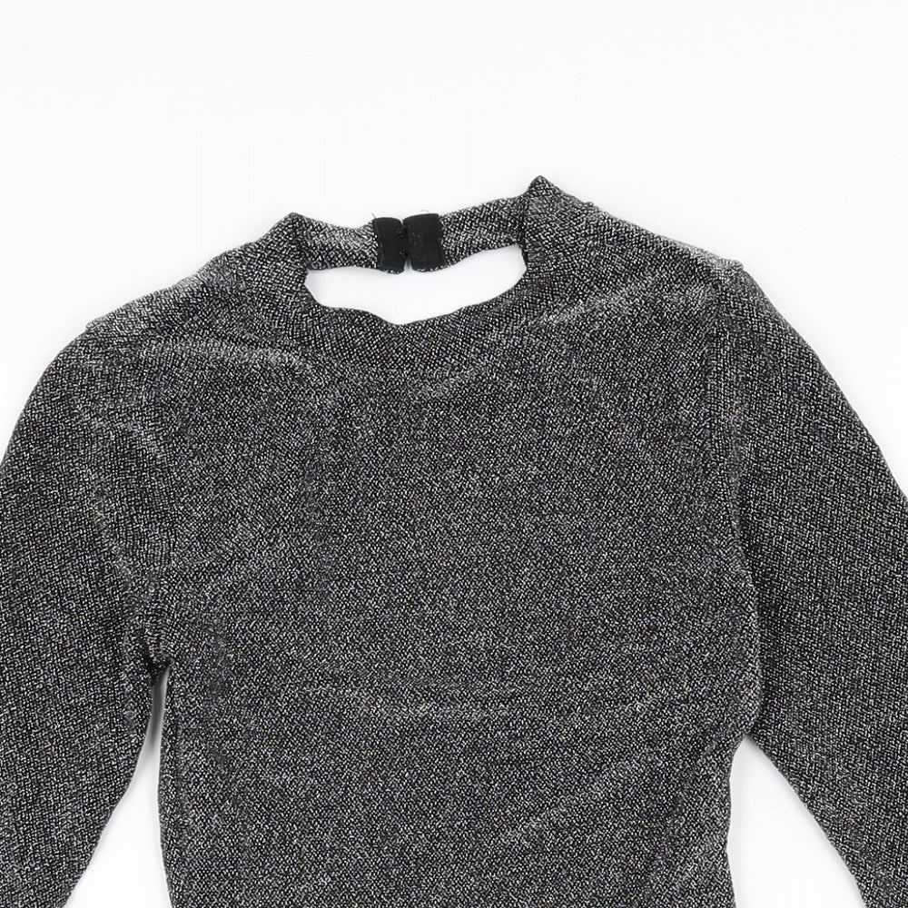 H&M Womens Black Polyamide Bodysuit One-Piece Size XS Snap