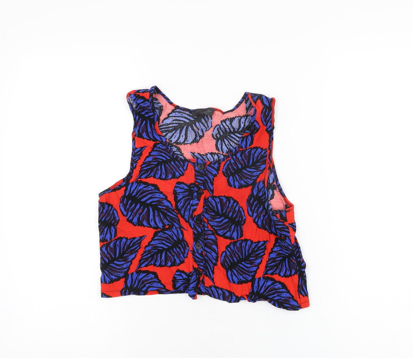 Womens UK Size 8 Topshop Red Cropped T-Shirt