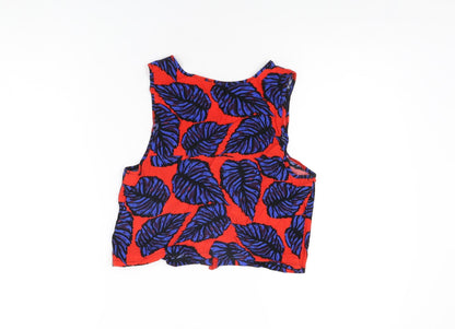 Womens UK Size 8 Topshop Red Cropped T-Shirt