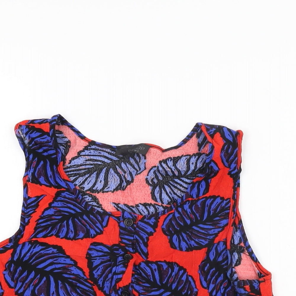 Womens UK Size 8 Topshop Red Cropped T-Shirt