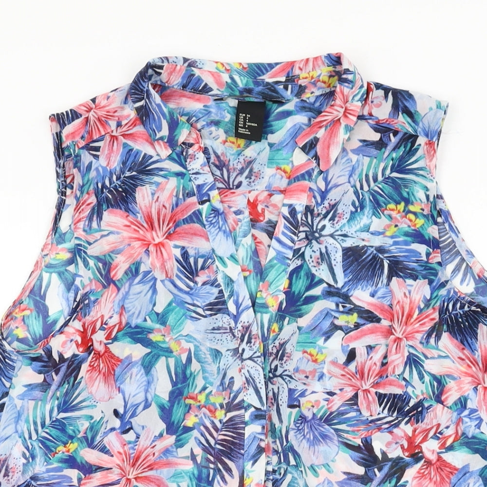 Womens UK Size 6 H&M Multicoloured Basic Button-Up