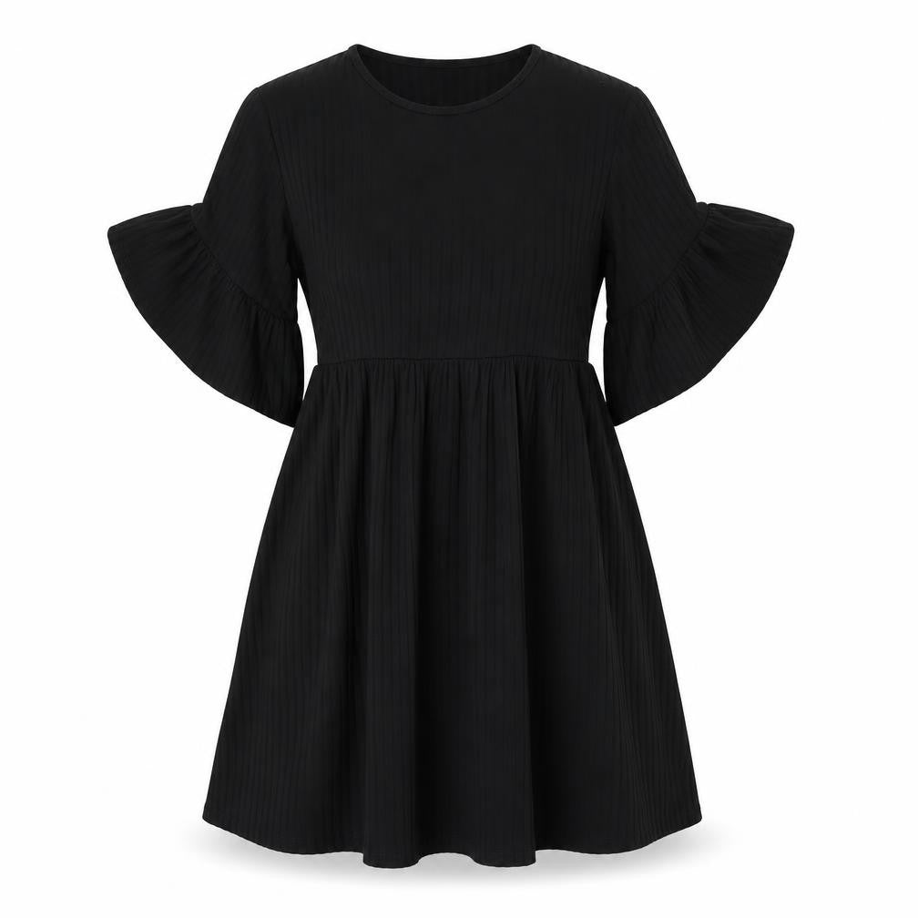 Boohoo Womens Black Polyester Skater Dress Size 6 Round Neck Pullover