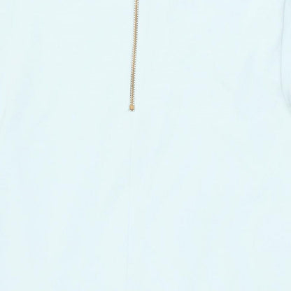 Dorothy Perkins Womens Blue Polyester Shift Size 16 Round Neck Zip