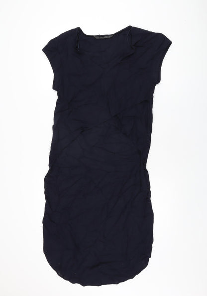 Womens UK Size S Zara Blue Basic T-Shirt