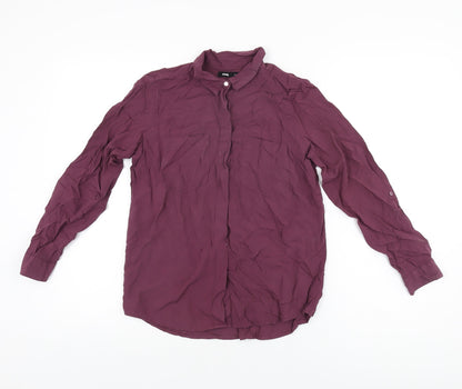 Sinsay Womens Purple Polyester Basic Button-Up Size XS Collared
