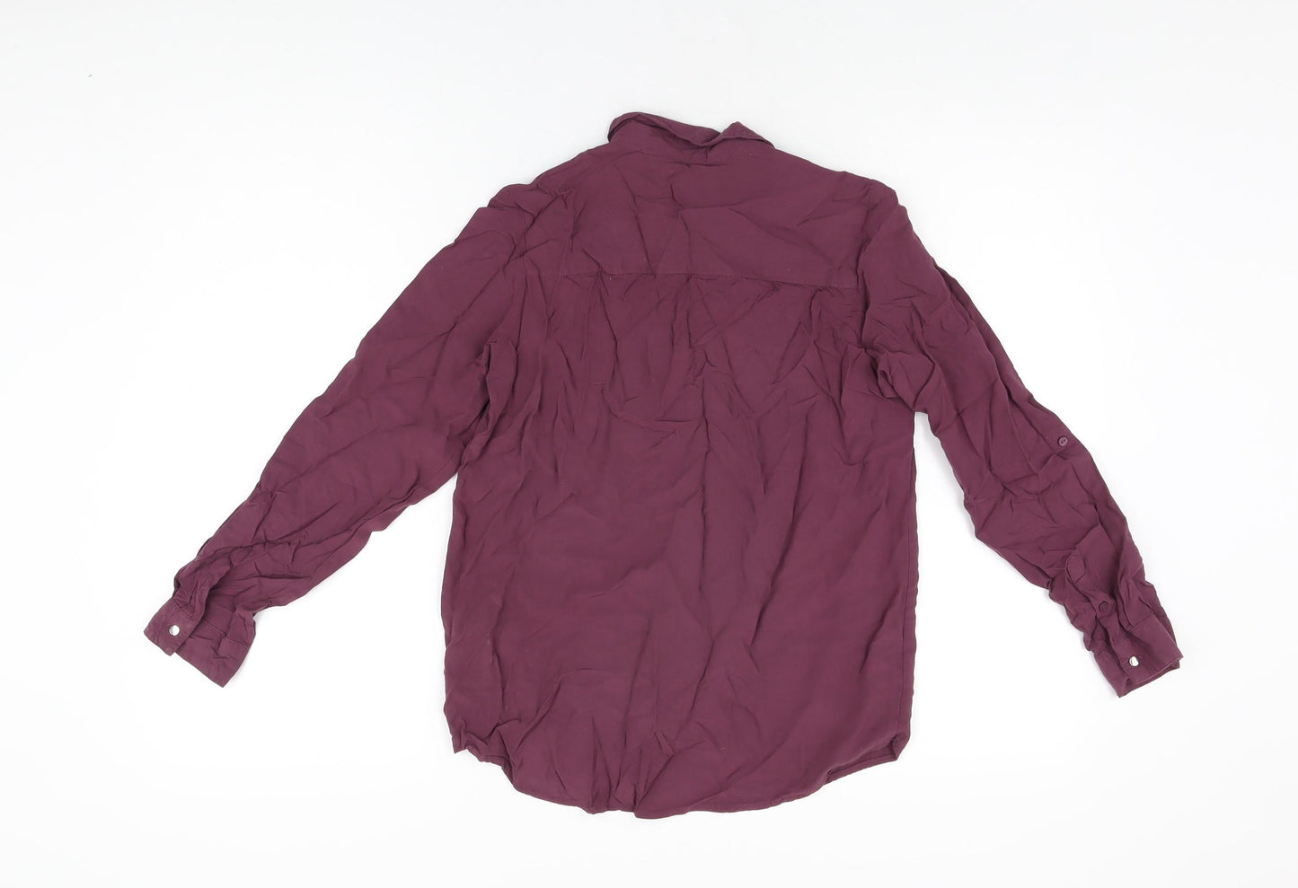 Sinsay Womens Purple Polyester Basic Button-Up Size XS Collared