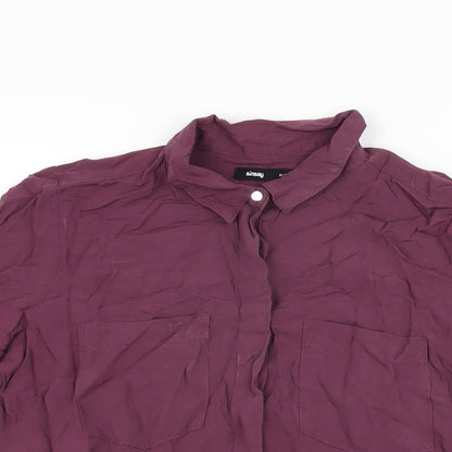 Sinsay Womens Purple Polyester Basic Button-Up Size XS Collared