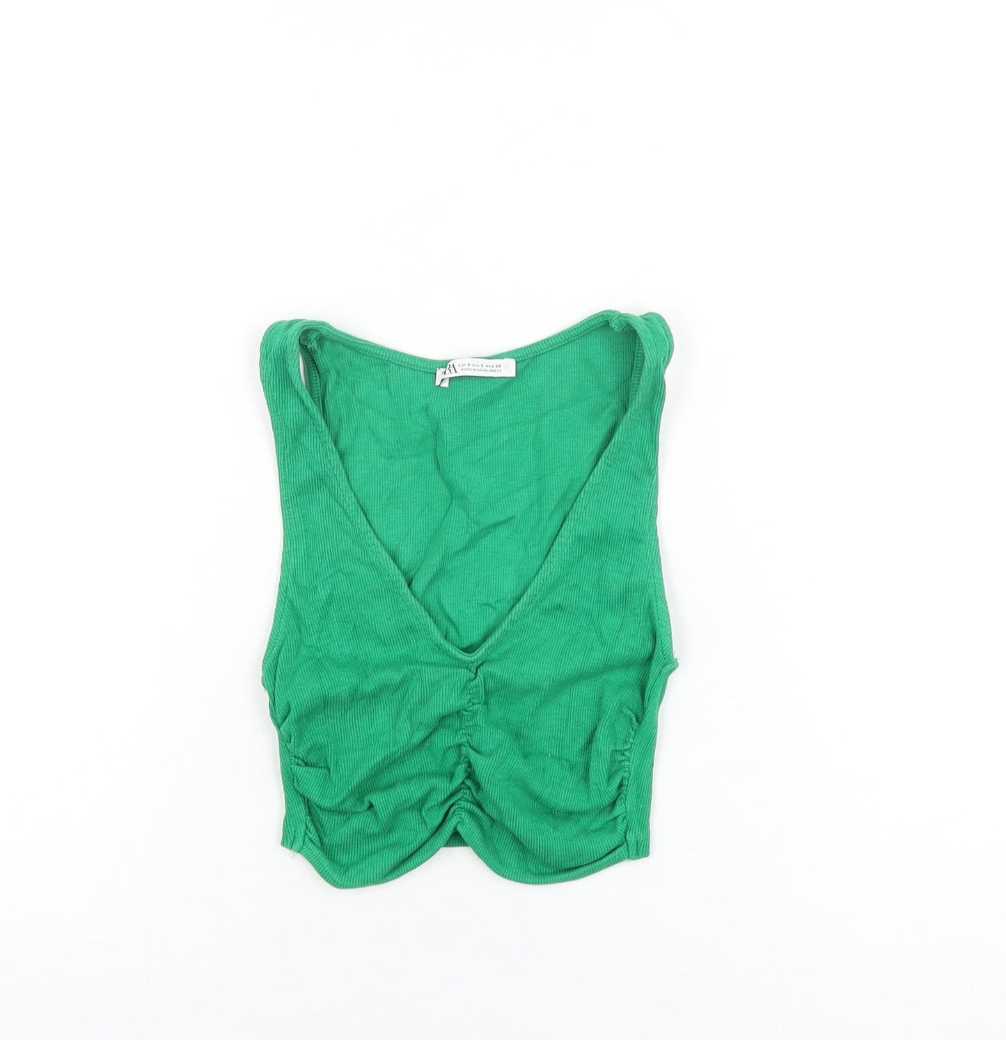 Womens UK Size S Zara Green Cropped T-Shirt
