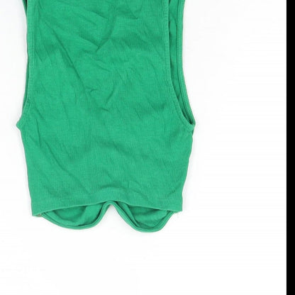 Womens UK Size S Zara Green Cropped T-Shirt