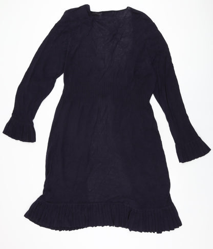 Per Una Womens Blue Polyester Wrap Dress Size 18 V-Neck Tie