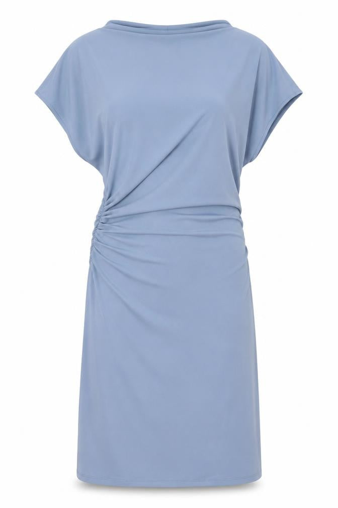 Marks and Spencer Womens Blue Polyester Shift Size 14 Boat Neck Pullover