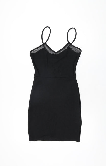 Missguided Womens Black Polyester Bodycon Size 8 V-Neck Pullover