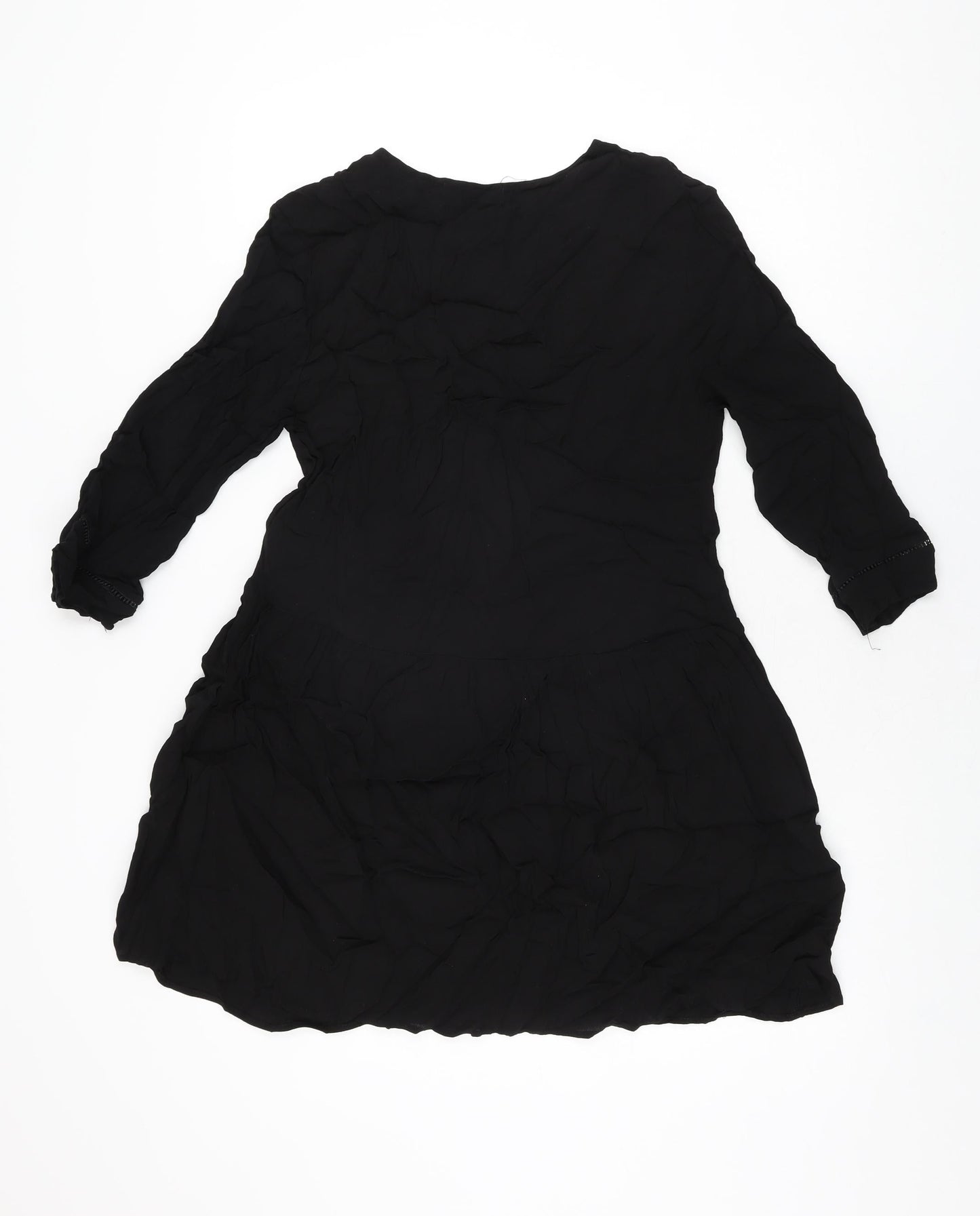 Art Love Womens Black Polyester Skater Dress Size M V-Neck Button