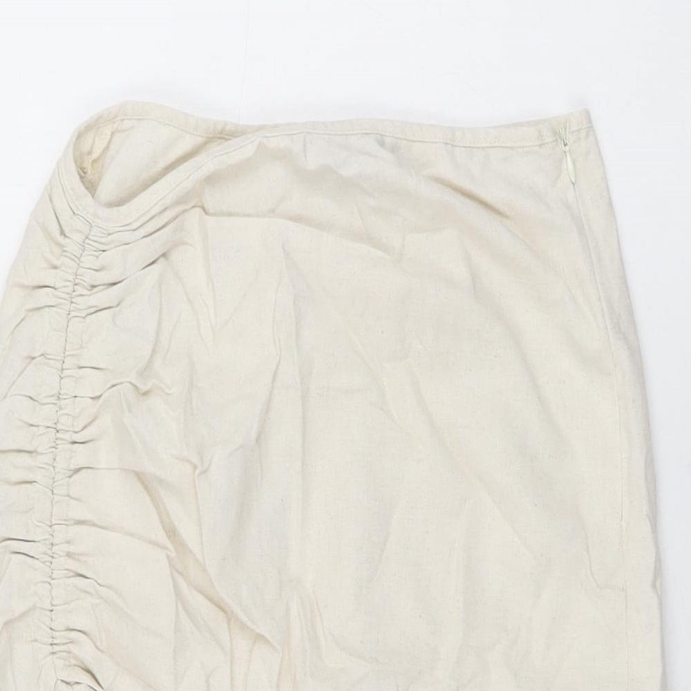 In the Style Womens Beige Polyester Straight & Pencil Skirt Size 10 Zip