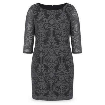 H&M Womens Grey Polyester Pencil Dress Size M Round Neck Zip