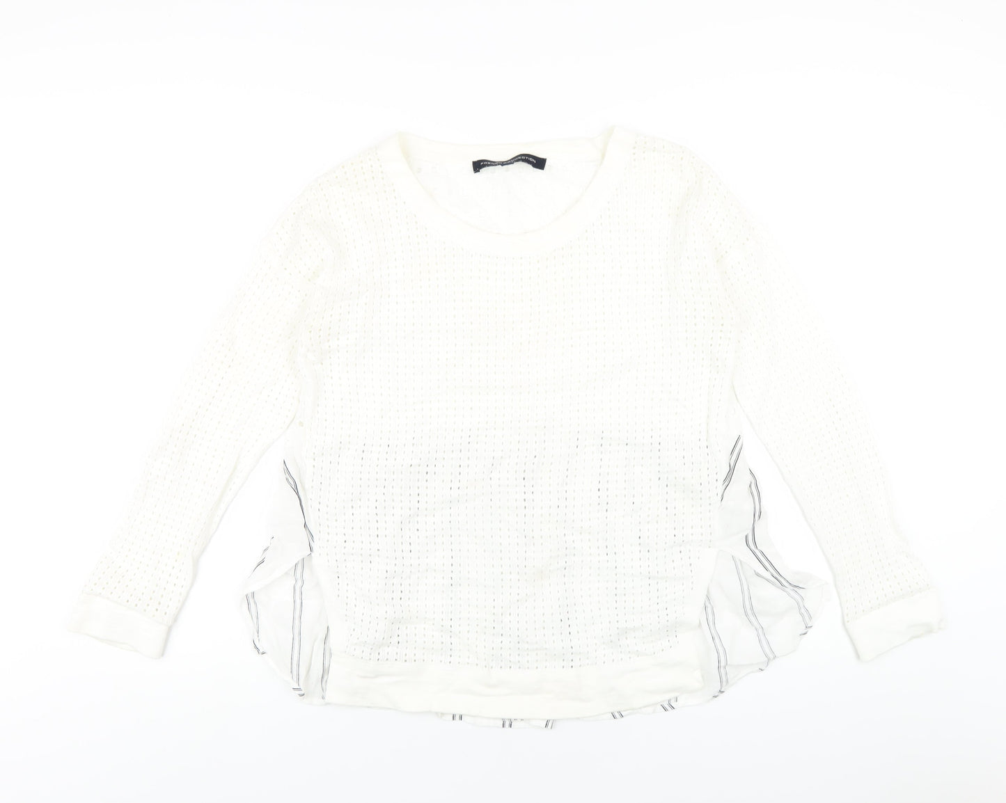 French Connection Womens Ivory Cotton Basic T-Shirt Size XS Round Neck