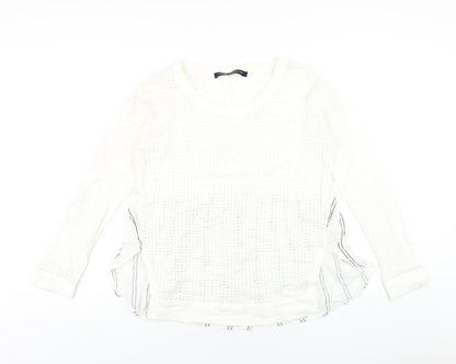 French Connection Womens Ivory Cotton Basic T-Shirt Size XS Round Neck