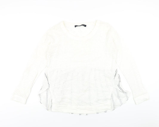 French Connection Womens Ivory Cotton Basic T-Shirt Size XS Round Neck