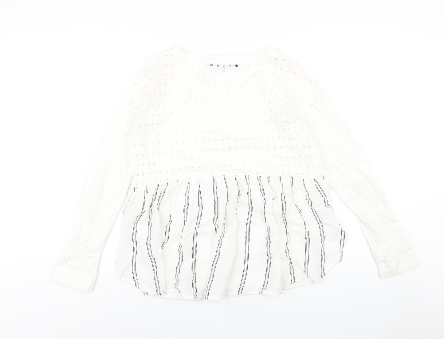 French Connection Womens Ivory Cotton Basic T-Shirt Size XS Round Neck