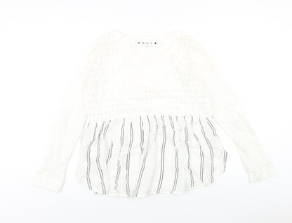 French Connection Womens Ivory Cotton Basic T-Shirt Size XS Round Neck