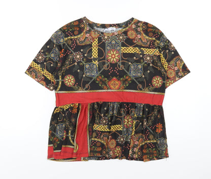 Womens UK Size S Zara Multicoloured Basic T-Shirt