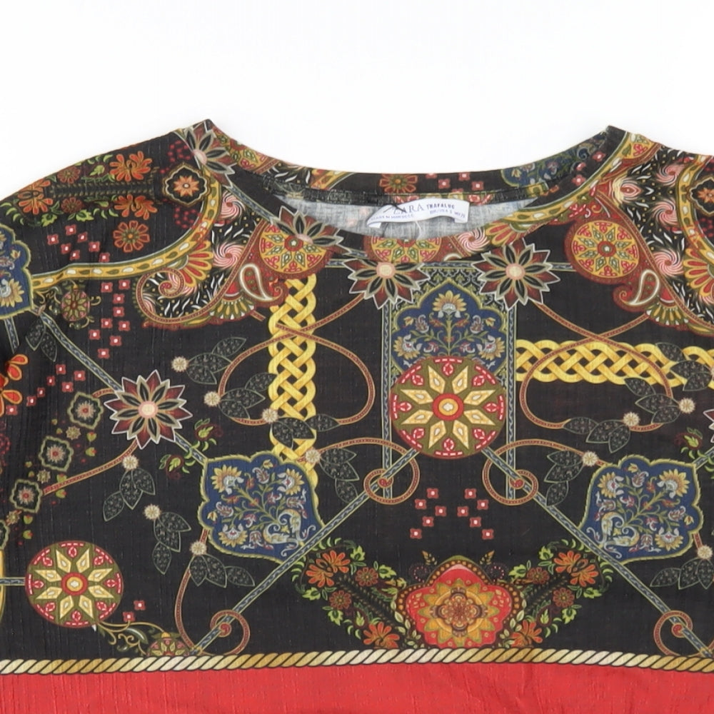 Womens UK Size S Zara Multicoloured Basic T-Shirt