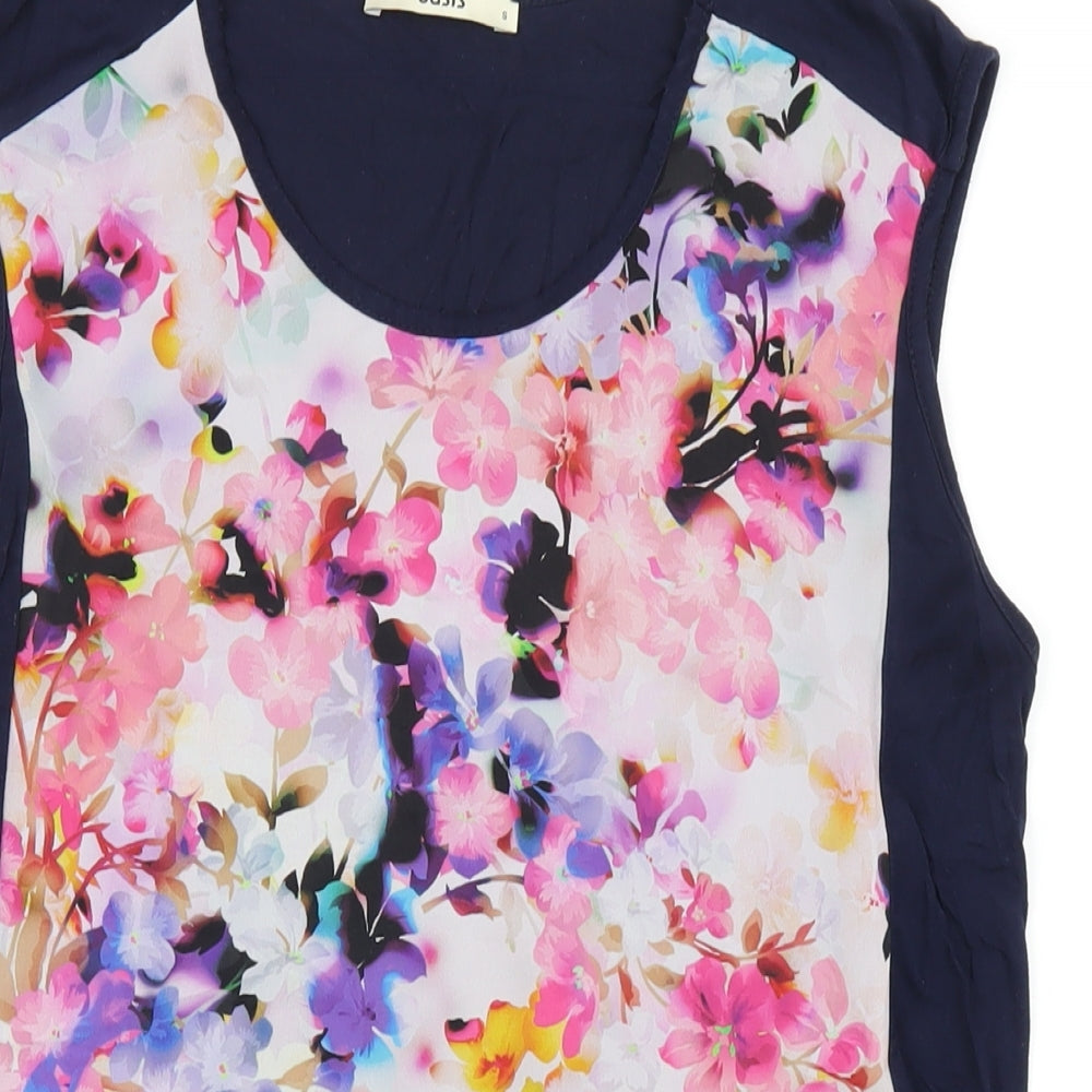 Womens UK Size S Oasis Blue Basic Tank