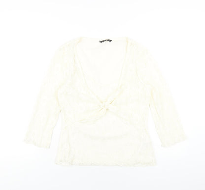Womens UK Size 14 Dunnes Stores Ivory Basic T-Shirt
