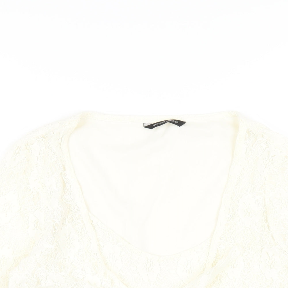 Womens UK Size 14 Dunnes Stores Ivory Basic T-Shirt