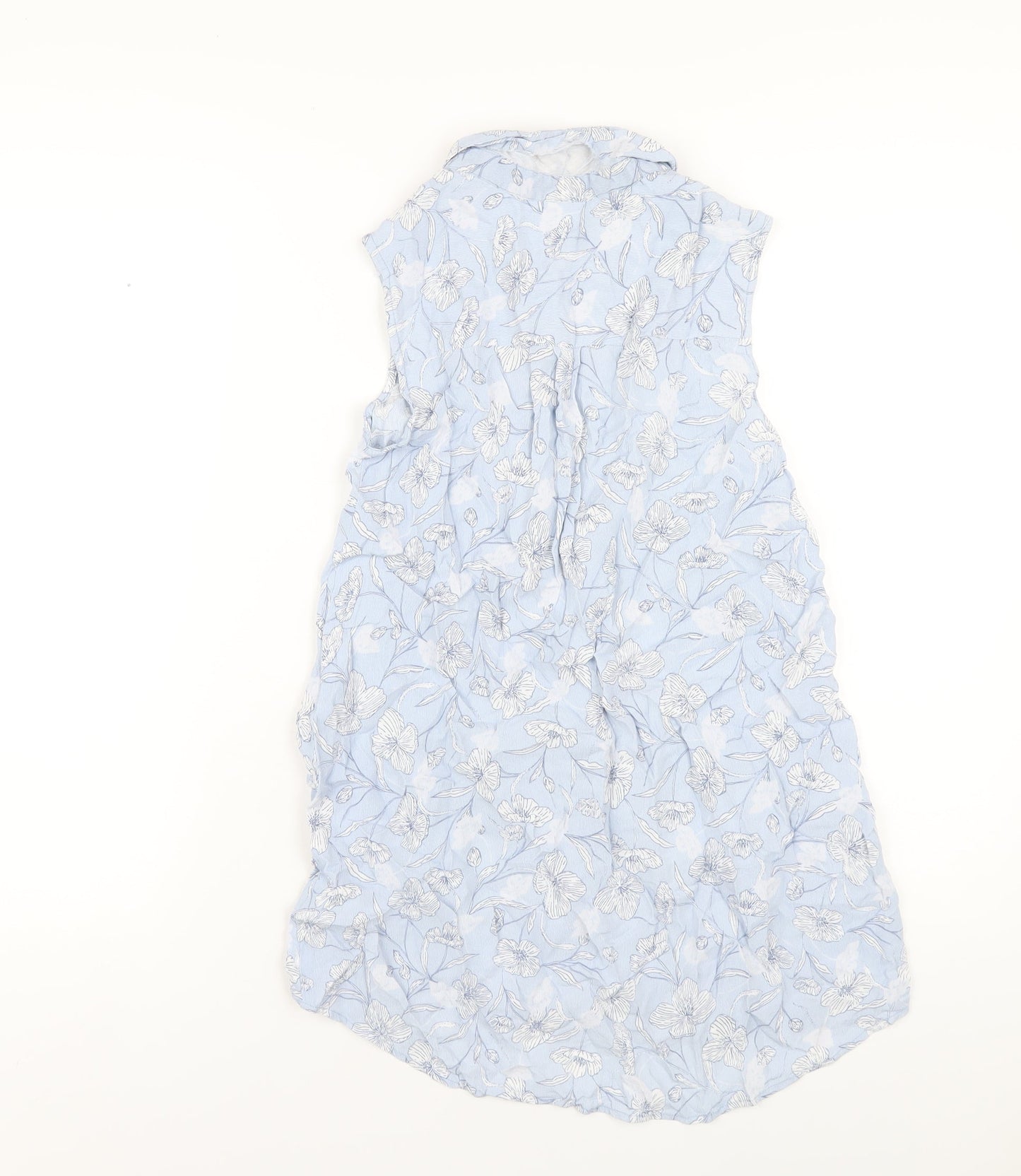 Bonmarché Womens Blue Floral Viscose Basic Button-Up Size 10 Collared