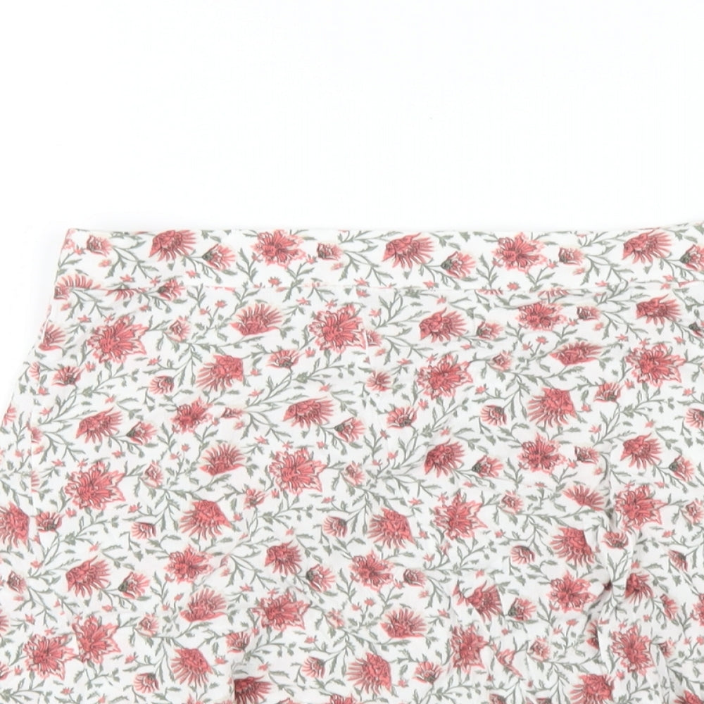 H&M Womens Ivory Floral Viscose A-Line Skirt Size 10 Zip
