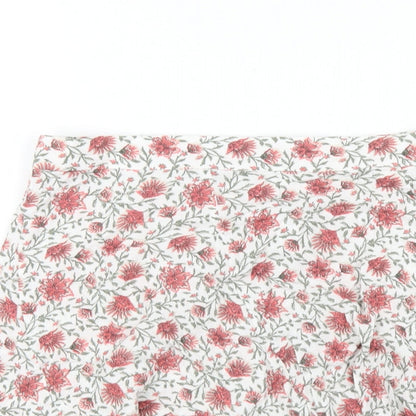 H&M Womens Ivory Floral Viscose A-Line Skirt Size 10 Zip