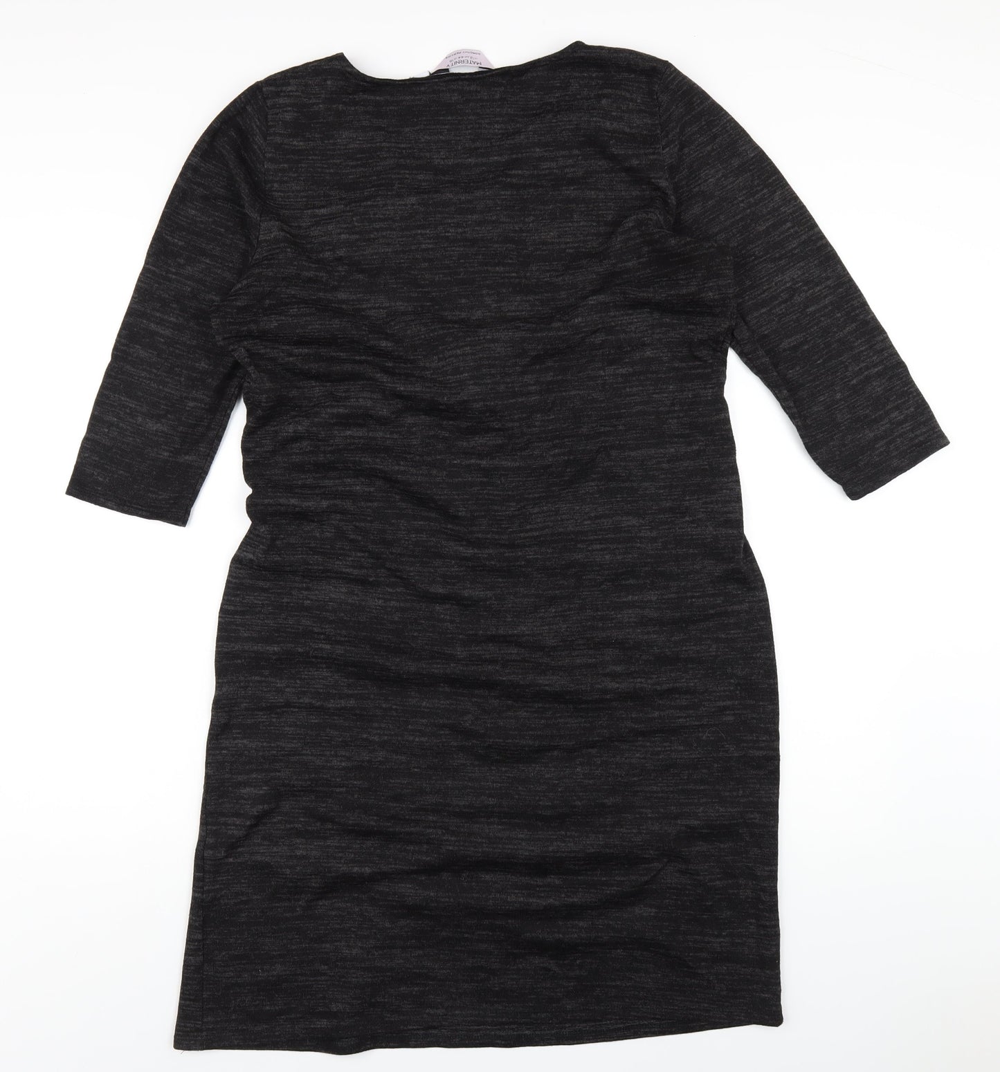 Dorothy Perkins Womens Black Polyester Bodycon Size 16 Round Neck Pullover - Twist Front