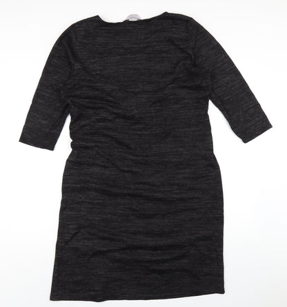 Dorothy Perkins Womens Black Polyester Bodycon Size 16 Round Neck Pullover - Twist Front