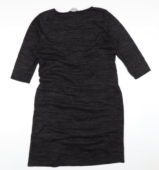 Dorothy Perkins Womens Black Polyester Bodycon Size 16 Round Neck Pullover - Twist Front