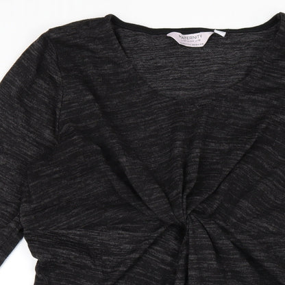 Dorothy Perkins Womens Black Polyester Bodycon Size 16 Round Neck Pullover - Twist Front