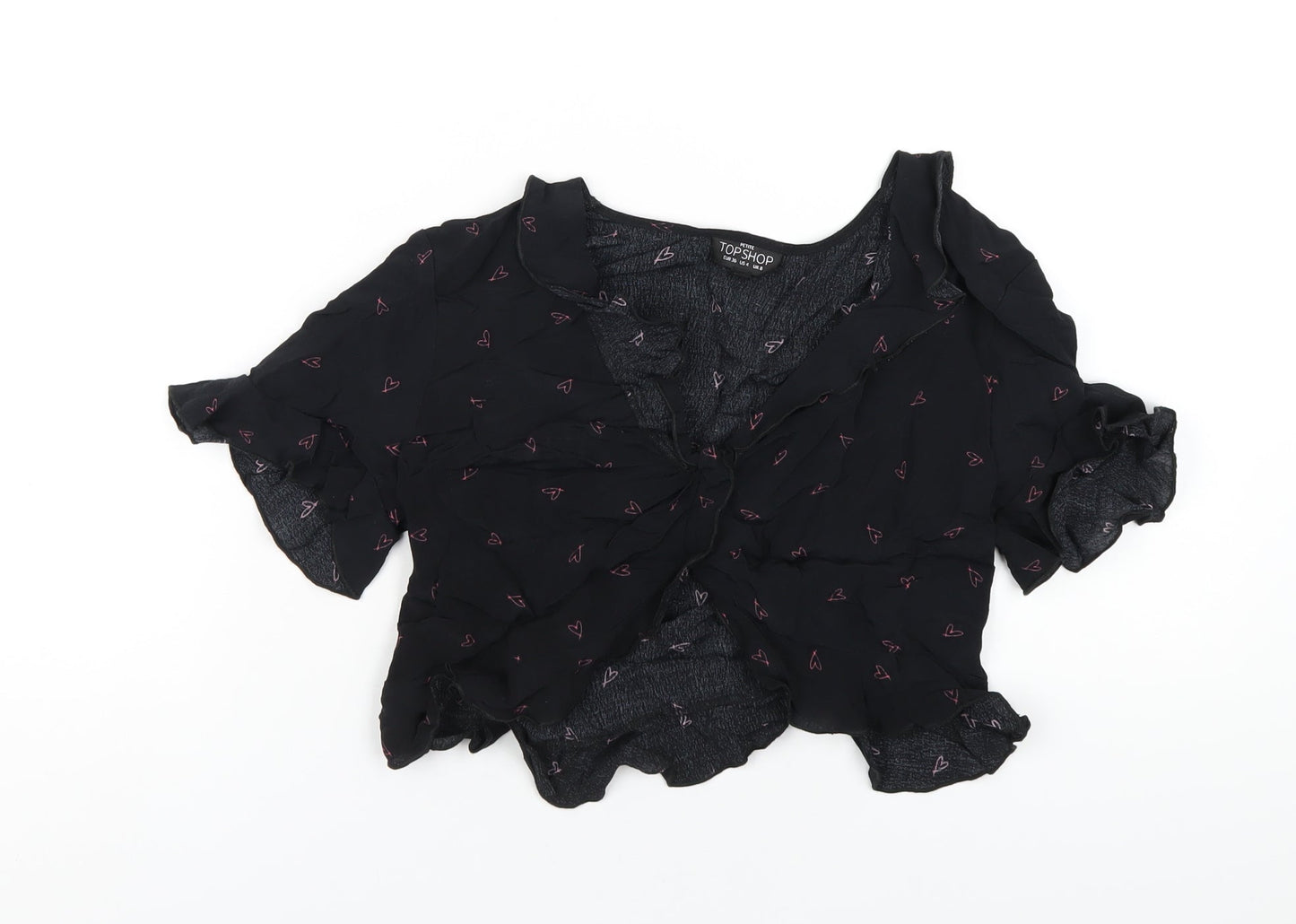 Womens UK Size 8 Topshop Black Cropped T-Shirt